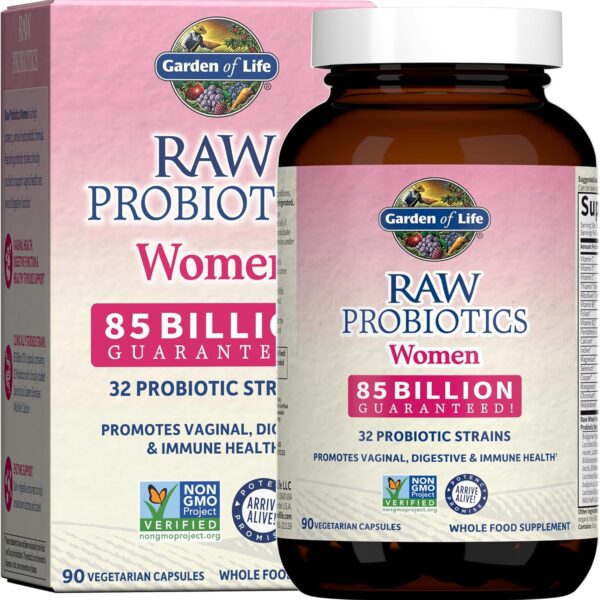 Garden of Life Raw Probiotics Women - 32 Strains - Dietary Supplement for Immune, Digestive & Vaginal Health Support - Aids Female Health - 90 Vegetarian Capsules