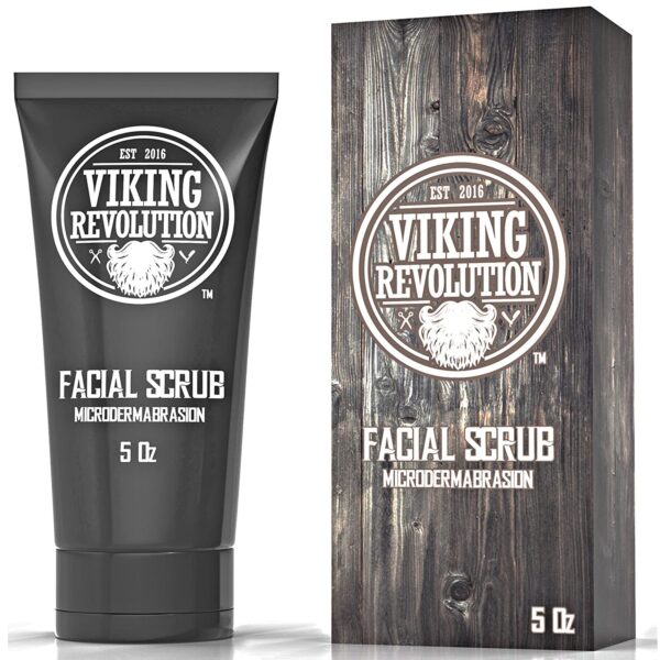 Viking Revolution Microdermabrasion Face Scrub for Men - Facial Cleanser for Skin Exfoliating, Deep Cleansing, Removing Blackheads, Acne, Ingrown Hairs - Men's Face Scrub for Pre-Shave (1 Pack)