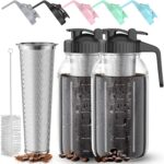 2 Pack 64 oz Cold Brew Coffee Maker Jar - Thick Glass Cold Brew Maker with Handle, Stainless Steel Filter & Leak-Proof Lid, Cold Brew Pitcher for Iced Coffee,Tea and Milk (2 Quart / 1.9 Liter)