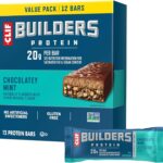 CLIF BUILDERS Protein Bars - Chocolatey Mint - 20g Plant Based Protein - Gluten Free - Non-GMO - Low Glycemic - No Artificial Sweeteners - 2.4 oz. (12 Pack)
