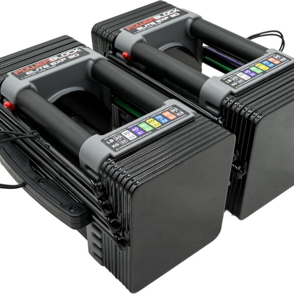 PowerBlock Elite EXP Adjustable Dumbbells, Sold in Pairs, Stage 1, 5-50 lb. Dumbbells, Durable Steel Build, Innovative Workout Equipment, All-in-One Dumbbells, Expandable with Expansion Kits