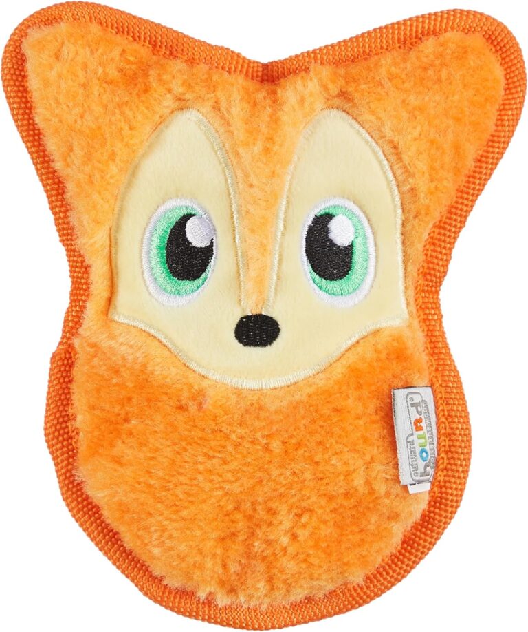 Outward Hound Durablez Minis  Squeaky Plush Dog Toy, No Stuffing for Less Mess, Interactive & Tough, Jumbo Squeaker, Puppies & Small Dogs, Fox, 6.3"