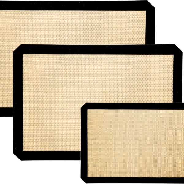 3-Pack Non-Stick Silicone Baking Mat, Food Safe Silicone Mats for Baking Cookies and Macarons - Silicone Baking Sheet(Black)