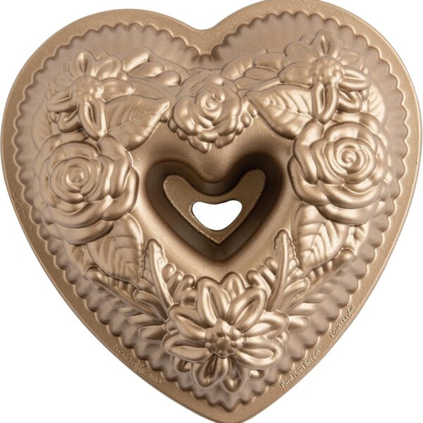 Nordic Ware Wildflower Heart Bundt, 6 Cup, Toffee