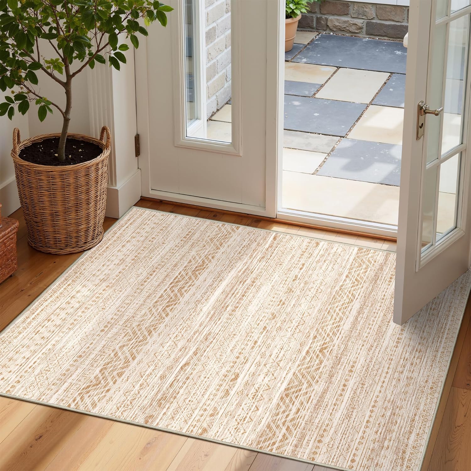 2x3 Entryway Rug Moroccan Washable Non Slip Indoor Floor Carpet Foldable Thin Rug for Dining Room Bedroom with Low Pile(Beige,2'x3') 2x3 Entryway Rug Moroccan Washable Non Slip Indoor Floor Carpet Foldable Thin Rug for Dining Room Bedroom with Low Pile(Beige,2'x3')