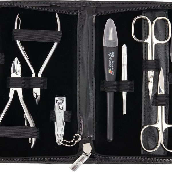 3 Swords Germany - brand quality 10 piece manicure pedicure grooming kit set for professional finger & toe nail care scissors clipper fashion leather case in gift box, Made by 3 Swords (00286)