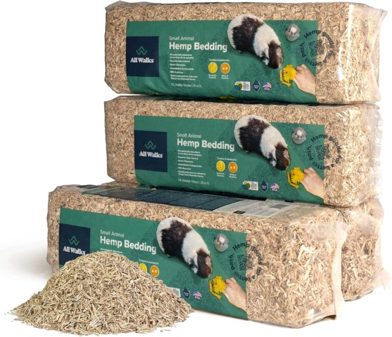 All Walks 40 Liters(4 x 10L Bags) Premium Natural Hemp Bedding, Odor Control, Low Dust, Highly Absorbent, for Rabbits, Hamsters, & Small Animals, Biodegradable, Made in USA