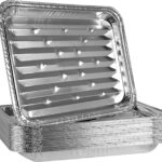 PLASTICPRO Aluminum Grill Pans, Broiler Pans, Grill Liners, Durable with Ribbed Bottom Surface for BBQ, Grill, Texture Disposable,Pack of 10