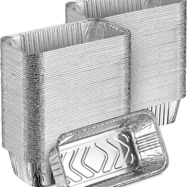 MontoPack Aluminum Disposable Loaf Pans | Deep Standard Size 8.5 x 4.5 Extra Thick Foil Bread Containers for Baking, Food Storage & Takeout | Eco-Friendly & Recyclable | Bulk 100-Pack 2 Pound Trays