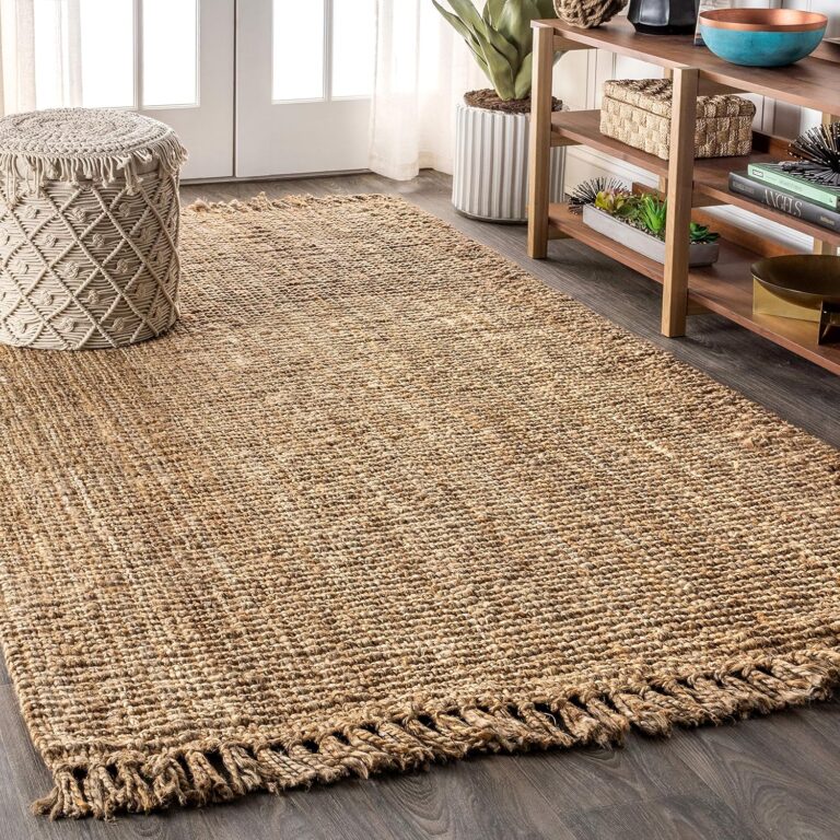 JONATHAN Y Handwoven Jute Fringe Natural Indoor Area Rug, 4x6, Pata, Bohemian, Rustic, Cottage, Easy-Cleaning for Living Room, Bedroom, Kitchen, Non-Shedding (NRF103A-4)