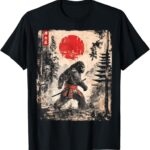 Samurai Bigfoot Japanese Vintage Graphic Ukiyo-e Art Funny T-Shirt