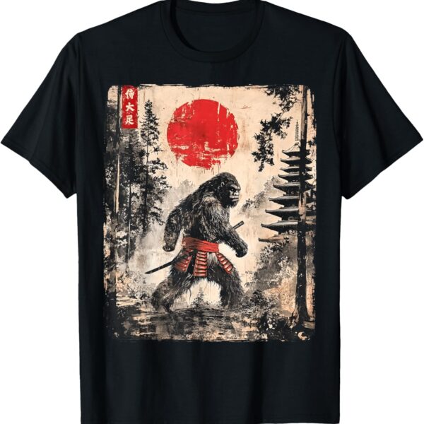 Samurai Bigfoot Japanese Vintage Graphic Ukiyo-e Art Funny T-Shirt