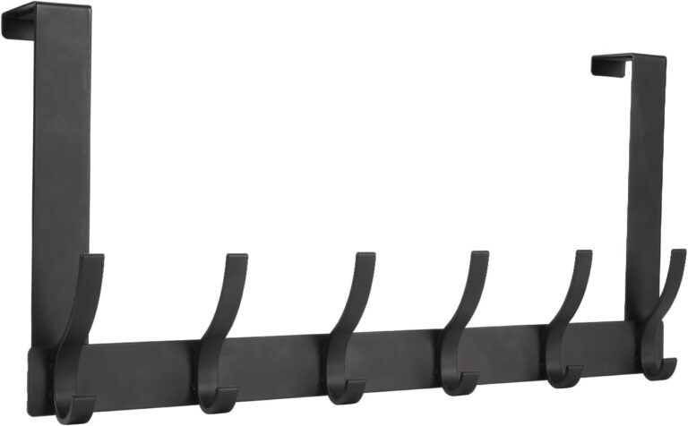 Optish Over The Door Hooks, Door Hanger Hooks for Hanging, Over The Doors Towel Racks for Bathroom with 12 Coat Hook, Coat Rack Dorm Essentials Bathroom Accessories1 Pack, Black