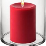 CYS EXCEL Glass Hurricane Pillar Candle Holder (H:6" W:3.75") | Multiple Size Choices Short Stem Candle Centerpieces | Stemmed Glass Cylinder Candle Vase