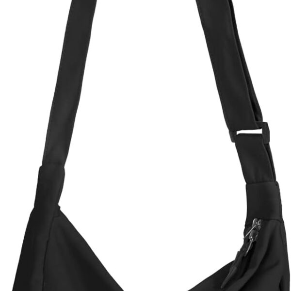 Crossbody Sling Bag for Women Men Trendy, Crescent Bag with Adjustable Strap, 2 Zippers Lightweight