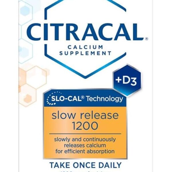 Citracal Slow Release- Calcium 1200 mg with Vitamin D3, Magnesium, Calcium Supplement, Bone Health Support, Take Once Daily Caplet, 80 Count