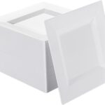 100 Pack White Plastic Square Dessert Plates, 6.5" Disposable Salad Plates Heavy Duty Plates for Party, Wedding, Christmas, Easter