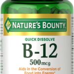 Nature's Bounty Vitamin B12, Supports Energy Metabolism and Nervous System Health, 500mcg, 100 Quick Dissolve Tablets