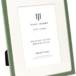 Isaac Jacobs 6x8 (Matted 4x6) Green Metal Rope Border Picture Frame, Horizontal & Vertical for Tabletop and Wall Display, Home Decor, Metal Frame (6x8 (Matted 4x6), Green)