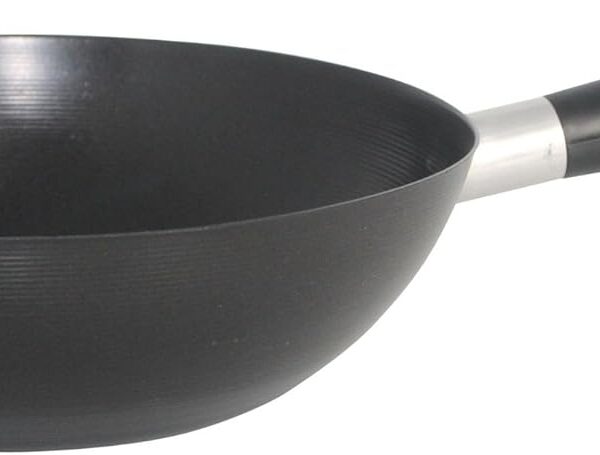 IMUSA 9.5in Carbon Steel Nonstick Wok with Cool Touch Handle, Black