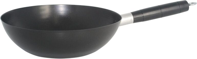 IMUSA 9.5in Carbon Steel Nonstick Wok with Cool Touch Handle, Black