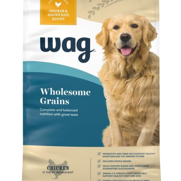 Amazon Brand - Wag Wholesome Grains Dry Dog Food with Chicken and Brown Rice, 30 lb Bag (Pack of 1)