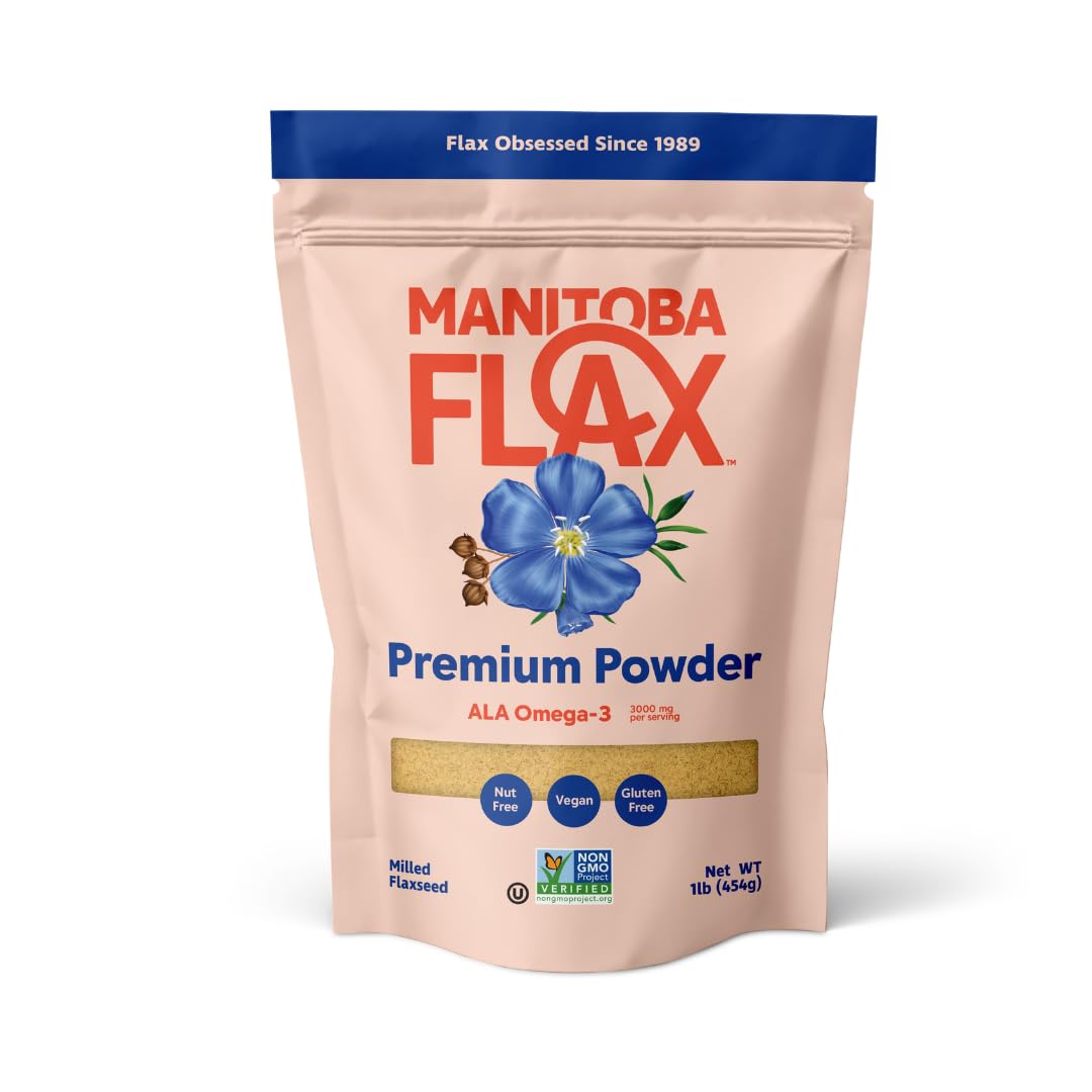 Premium Flaxseed Powder (NEW LOOK!) | Manitoba Flax by Manitoba Milling Co.| 1 lb. bag | 3000 mg Omega-3, Fiber, Plant Protein | Vegan, Non-GMO, Gluten Free | Use in smoothies, oatmeal, yogurt, baked goods, dressings and sauces, and more Premium Flaxseed Powder (NEW LOOK!) | Manitoba Flax by Manitoba Milling Co.| 1 lb. bag | 3000 mg Omega-3, Fiber, Plant Protein | Vegan, Non-GMO, Gluten Free | Use in smoothies, oatmeal, yogurt, baked goods, dressings and sauces, and more