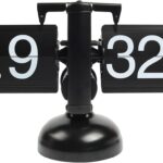 mooas Flip Desk Clock (Black), Retro Vintage Design Auto Flip Desk/Table Clock Large Number Battery Powered Internal Gear Operated Home Dcor Ideal for Home Office School Hotel Caf