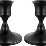 zeochyni Black Taper Candle Holders Set of 2, Vintage Metal Candlestick Holders for Dinner Room Table Centerpiece or Mantel Wedding Party Decor