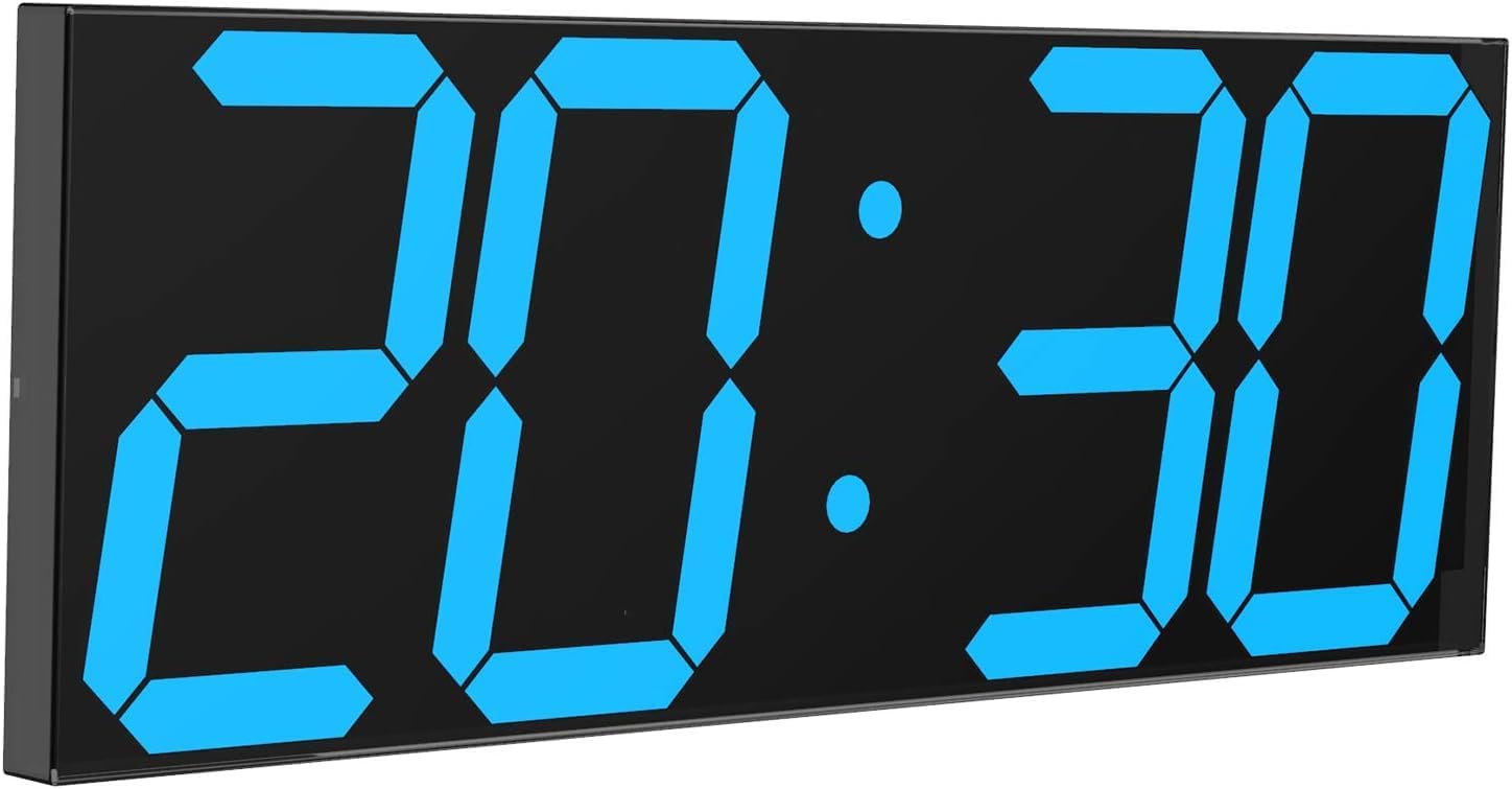 CHKOSDA LED Large Digital Wall Clock, Oversize Wall Clock with 6 Numbers, Remote Control Count up/Countdown Timer Clock, Auto Dimmer, Big Calendar and Thermometer(Ice Blue) CHKOSDA LED Large Digital Wall Clock, Oversize Wall Clock with 6 Numbers, Remote Control Count up/Countdown Timer Clock, Auto Dimmer, Big Calendar and Thermometer(Ice Blue)