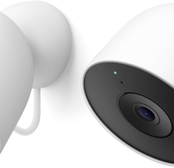 Google Nest Cam Outdoor (Wired, 2nd Gen) - 2 Pack - Security Camera with 2K Video and Gemini, Night Vision, 2-Way Audio - Works with Google Home - 2025 Model - Snow