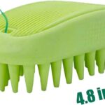 Dog Cat Pet Grooming Brush - Silicone Massage Brush for Deshedding and Bathing, Anti-Slip Rubber Shampoo Brush for Long & Short Hair Dogs and Cats (Orange)