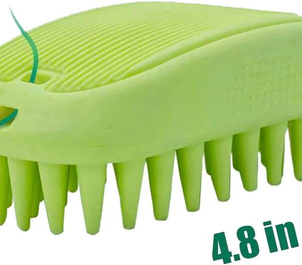 Dog Cat Pet Grooming Brush - Silicone Massage Brush for Deshedding and Bathing, Anti-Slip Rubber Shampoo Brush for Long & Short Hair Dogs and Cats (Orange)