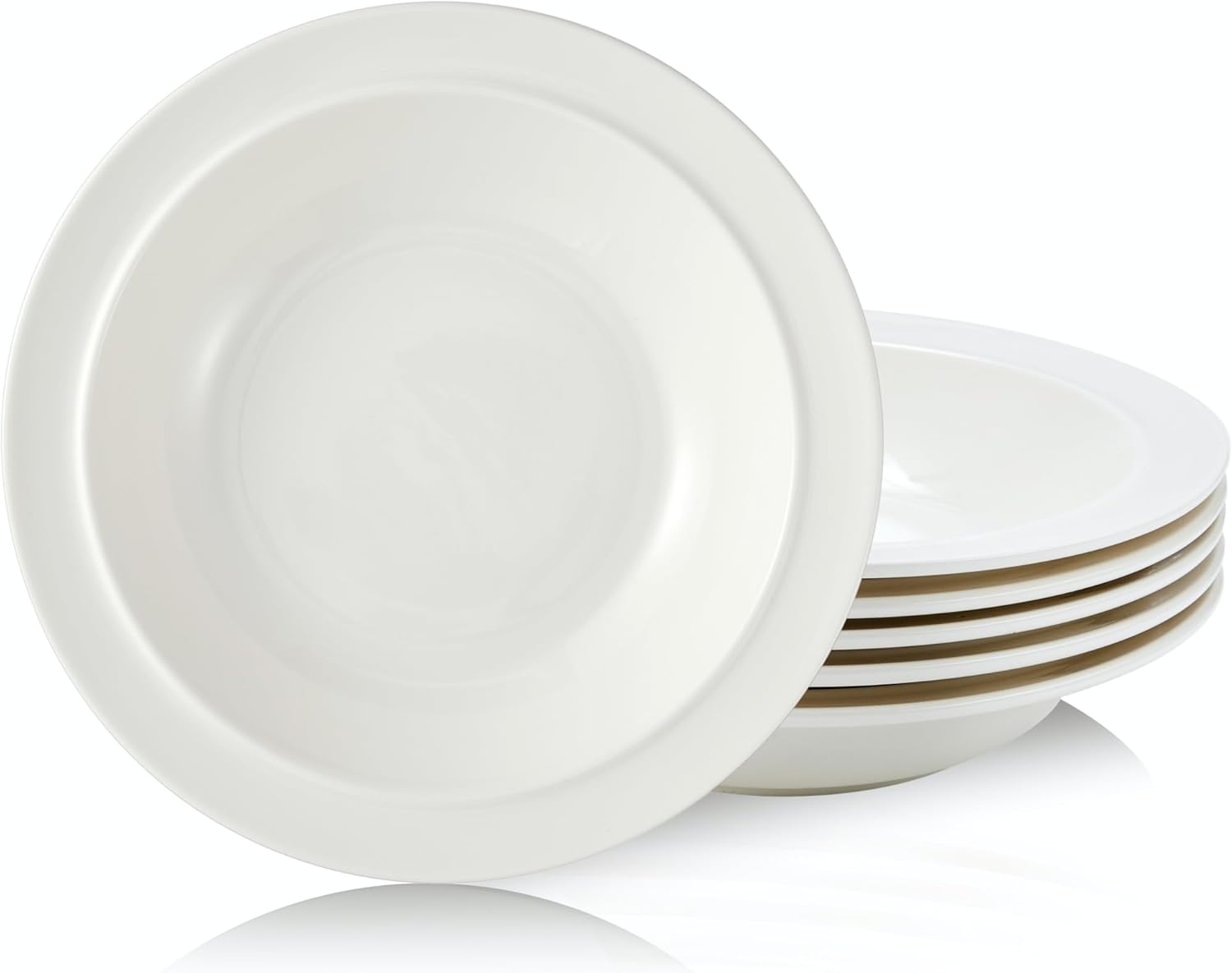 Porcelain 9-inch Rim Soup Bowl Set of 6 - Microwave, Oven and Dishwasher Safe, Scratch Resistant. (White) Porcelain 9-inch Rim Soup Bowl Set of 6 - Microwave, Oven and Dishwasher Safe, Scratch Resistant. (White)
