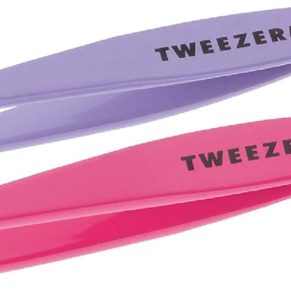 Tweezerman Mini Slant and Point Tip Tweezer - Tweezers Set for Eyebrows, Travel Tweezers for Eyebrows, Facial Hair