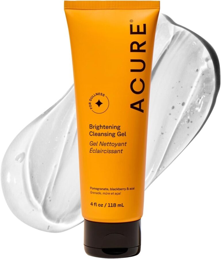 Acure Brightening Cleansing Gel - Vegan Face Scrub, Gentle Facial Cleanser for Radiant Skin with Pomegranate, Blackberry & Acai Infused, Antioxidant-Rich Formula for All Skin Types - 4 fl oz
