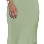 Satin Bridesmaid Dress for Women Spaghetti Straps Slit Prom Dress Formal Summer Maxi Dress