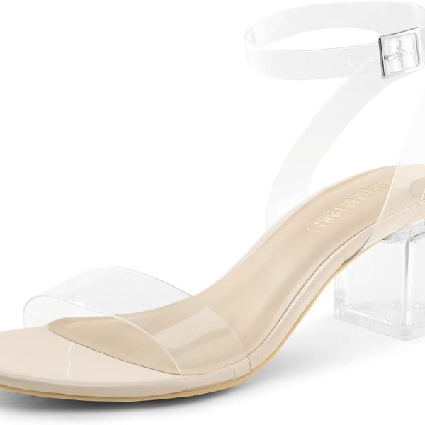 DREAM PAIRS Women's Open Toe Ankle Strap Low Block Chunky Heels Sandals Party Dress Pumps Shoes