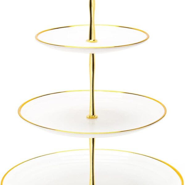 Coitak 3 Tier Cupcake Stand, Plastic Tiered Serving Stand, Dessert Tower Tray for Tea Party, Birthday and Wedding (Round-gold edge)