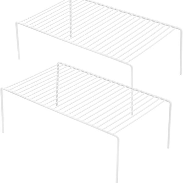 Cabinet Storage Shelf Rack Set of 2, Medium (13 x 9.4 inch) Rustproof Metal Wire Kitchen Cabinet Organizer and Storage, Cupboard Spice Shelf Rack for Plate, Dish, Counter & Pantry Organization