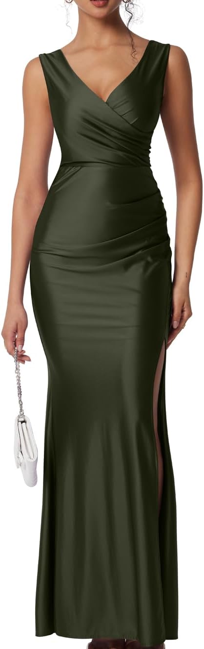 Memoriesea Women's Sexy Sleeveless V Neck High Split Evening Cocktail Maxi Dress Memoriesea Women's Sexy Sleeveless V Neck High Split Evening Cocktail Maxi Dress