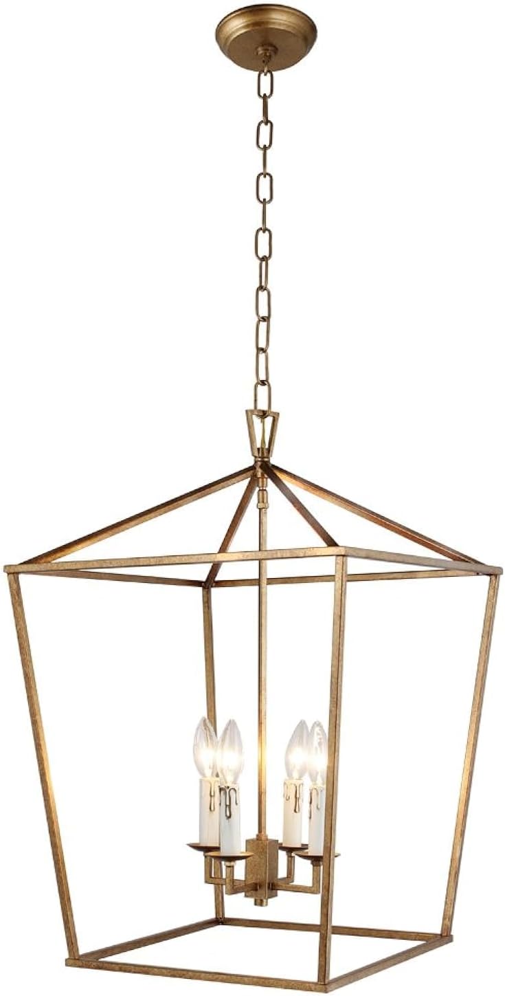 Openwork Lantern Pendant Stairway Entry Kitchen Hall Foyer Fixture Chandelier (Gold) Openwork Lantern Pendant Stairway Entry Kitchen Hall Foyer Fixture Chandelier (Gold)
