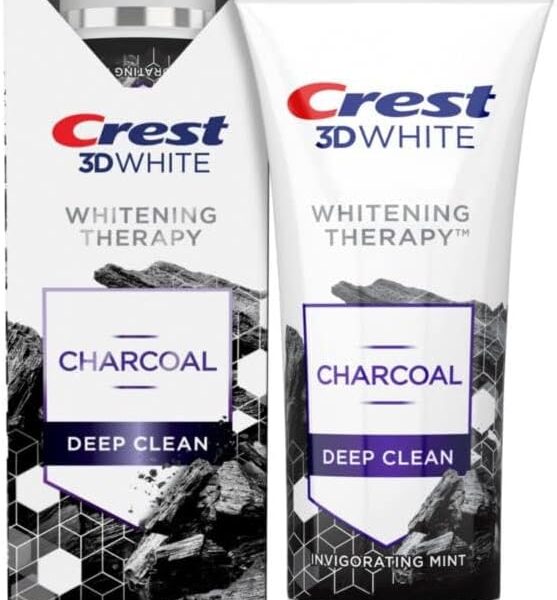 Crest 3D White Whitening Therapy Charcoal Deep Clean Fluoride Toothpaste, Invigorating Mint, 3.5 Ounce