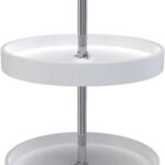 Rev-A-Shelf 18 Inch Dual Full-Circle Lazy Susan Organizer for Upper Corner Kitchen Cabinets, Plastic Home Storage 2 Tier Shelves, White, 6012-18-11-52
