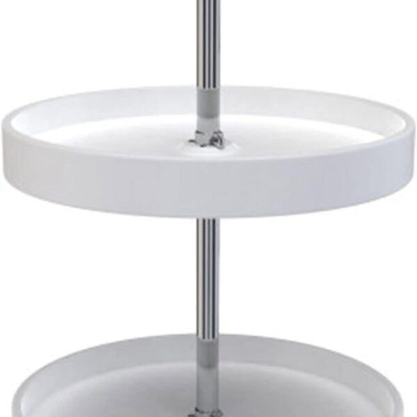 Rev-A-Shelf 18 Inch Dual Full-Circle Lazy Susan Organizer for Upper Corner Kitchen Cabinets, Plastic Home Storage 2 Tier Shelves, White, 6012-18-11-52