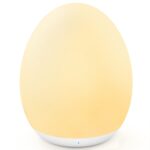 MediAcous Night Light for Kids, Baby Egg Light for Nursery, 7 Colors Changing & Stepless Dimming, Soft Silicone Touch Night Lamp with 1 Hour Timer, Rechargeable Nursery Night for Breastfeeding