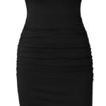 Missufe Women's Short Sleeve Ruched Casual Sundress Midi Bodycon T Shirt Dress