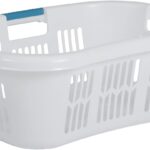 Rubbermaid Large Hip-Hugger Laundry Basket/Hamper, 1.5-Bushel, White, Stackable Storage Bin/Organizer for Bathroom/Bedroom/Dorm/Home