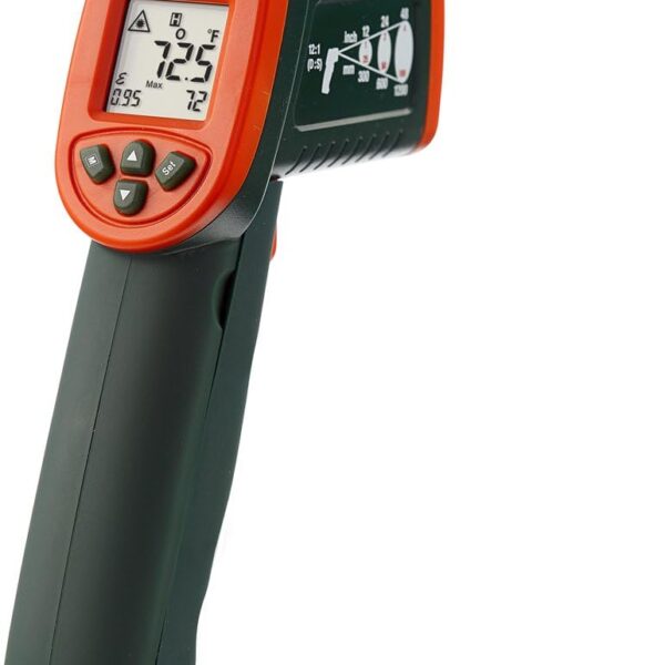Extech IR267 Mini Infrared Thermometer with Type-K Input - Dual Laser Targeting, -58 to 1112F Range, Adjustable Emissivity, Backlit LCD, Min/Max/Hold