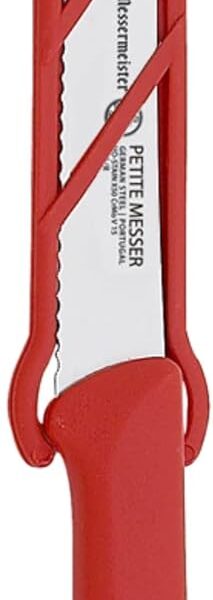 Messermeister 4.5 Serrated Tomato Knife with Matching Sheath, Red - German 1.4116 Steel Alloy - Rust Resistant & Easy to Maintain - Handcrafted in Santa Catarina, Portugal